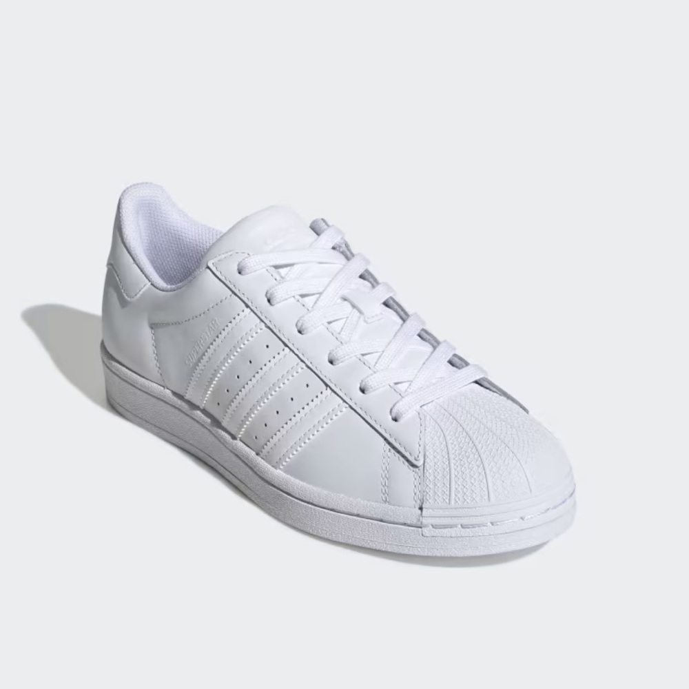 Adidas White Sneakers with Shell Toe and Leather Upper